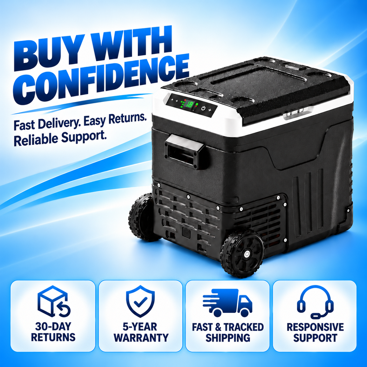 53QT 12V Portable Car Refrigerator – Dual Zone Fridge & Freezer