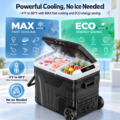 53QT 12V Portable Car Refrigerator – Dual Zone Fridge & Freezer