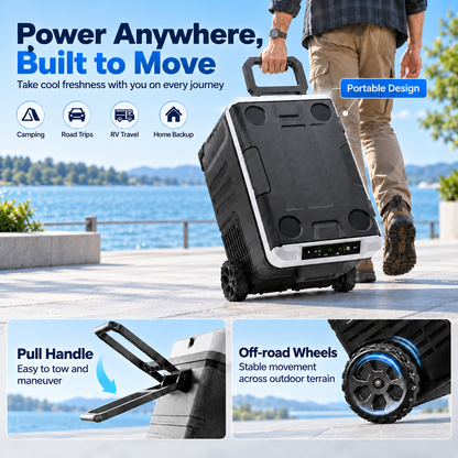 53QT 12V Portable Car Refrigerator – Dual Zone Fridge & Freezer